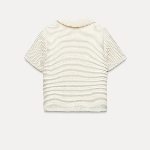 NWT Zara Chunky Knit Peter Pan Collared Sweater Button Up - Picture 3 of 6